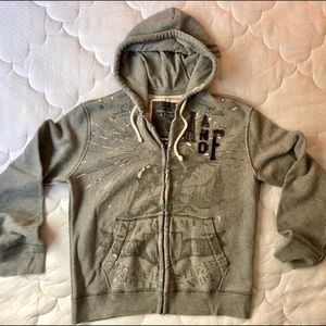Abercrombie Men’s Full Zip Grey Hooded Sweatshirt